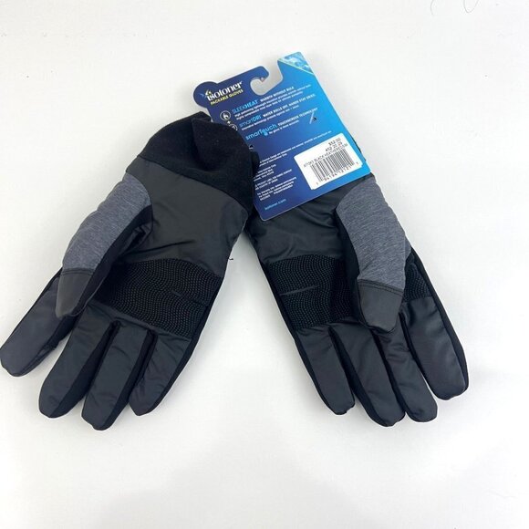 Isotoner Men's Sleekheat SmartDri Gloves Black Heather Size S/M Touchscreen Tech - Picture 2 of 6